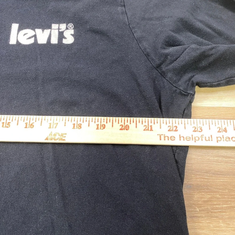 Levi's Long Sleeve Shirt Mens L Relaxed Cotton Graphic Tee Black Streetwear